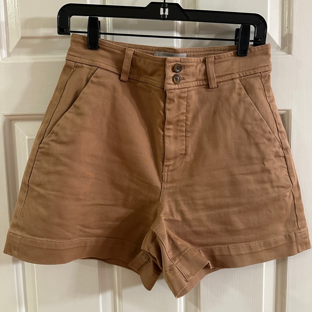 Everlane High Waist Tan Shorts